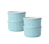 Lot de 4 ramequins de 170 g - Passe au four - Ramequins à soufflé - Pour crème brûlée - Bleu