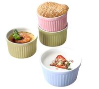 Lot de 4 ramequins en céramique avec plateau de 113,4 g, petits bols de cuisson empilables for crème brûlée, moules à pâtisserie polyvalents