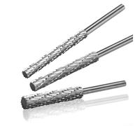 Lot de 4 râpes rotatives en acier rapide avec tige de 3 mm, outil de fraisage rotatif en plastique pour sculpture sur bois, lime rotative de 3 à 6 mm pour le perçage du bois