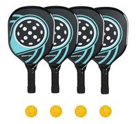 SPORTNOW Lot de 4 Raquettes de Pickleball Ensemble de Raquette de Pickleball en Bois de peuplier avec 4 balles et Un Sac pour intérieur, Bleu et Noir