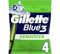 Lot De 4 Rasoirs Jetables Pour Hommes Blue 3 Sensitive, A 3 Lames Et Avec Une Tête Pivotante, Une Bande Lubrifiante Pour Un Rasage Du Visage En Douceur[Z1300]