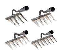Lot de 4 râteaux à Ongles de Scarification - Râteau de désherbage de Jardin en Acier, râteau à Sept Dents pour pelouse, Agriculture, Terre | Outil à Main agricole, râteau de Jardin pour terrasse