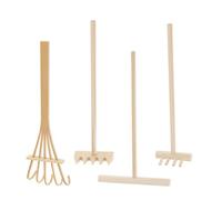Lot de 4 râteaux de jardin en bois pour décoration de bureau et de maison, bac à sable, fournitures de méditations, outils miniatures