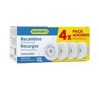 Lot de 4 recharges anti-humidité pour déshumidificateurs - Idéal pour les penderies, les salles de bains et les chambres - Espaces jusqu'à 15 m2 - Comprimés de 450g - Parfum : Neutre - Humydry