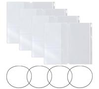 Lot de 4 recharges de poche transparentes à fermeture éclair pour carnet de voyageur, inserts de pochette en PVC étanches avec bandes élastiques, porte-cartes transparents pour journal TN