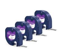 Lot de 4 recharges de ruban adhésif en plastique transparent pour étiquettes DYMO LetraTag 16952 12 mm x 4 m Compatible avec les étiqueteurs DYMO LetraTag LT-100H LT-100T LT-110T QX 50 Noir sur transparent 1,27 cm x 13 pieds