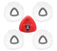 Lot de 4 recharges de têtes de balai rotatif + 1 support de balai pour Vileda, compatible avec les serpillères à franges O-Cedar, faciles à essorer, tampons de rechange triangulaires en microfibre,
