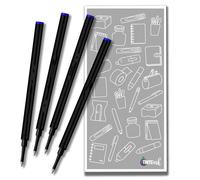 Lot de 4 recharges pour stylo roller pointe moyenne 0,7 mm compatible avec Schmidt 888 et autres stylos - Couleur et quantité au choix - Avec enveloppe Tinte Ink - Bleu