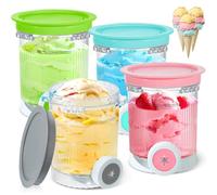 Lot de 4 récipients à crème glacée Ninja - 480 ml - Pour la série NC700 NC701EU - Avec couvercle - Pour machine à glace Ninja - Passe au lave-vaisselle - Sans BPA - Accessoires pour sorbetière Ninja