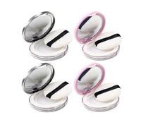 Lot de 4 récipients à poudre libre rechargeables en plastique avec houppette, cuillère et tamis en filet, conteneurs à poudre vides de voyage, 3 ml, compact (argent, rose)