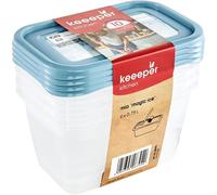 keeeper Lot de 4 Boîtes Congélation, Couvercle Réinscriptible, 4 x 750 ml, 15,5 x 10,5 x 8,5 cm, Mia Magic Ice, Nordic Blue