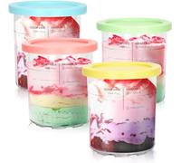 Lot de 4 récipients de rechange Creami pour ninja Creami Deluxe Pint 680 ml NC501, compatible avec la machine à crème glacée Ninja NC501 NC500 de la série Creami Luxe, avec un bac à glace anti-fuite