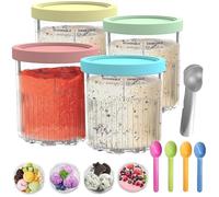 Lot de 4 récipients de rechange pour machine à glace Ninja Creami Deluxe - 680 ml - Sans BPA - Anti-fuite - Pour machine à glace Ninja série NC500 - Passe au lave-vaisselle - en bleu, rose, jaune et