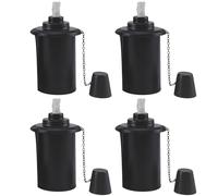 Lot de 4 récipients de rechange pour torches de jardin, 350 ml, rechargeables, avec mèche et capuchon, boîtes de combustible en métal pour torches en bambou et lampes à huile d'extérieur, décoration