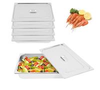 Lot de 4 récipients gastro de 7,5 l en acier inoxydable avec couvercle, boîte de rangement en acier inoxydable, épaisseur de paroi : 0,8 mm, récipients empilables en acier inoxydable pour congélateur