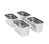 Lot de 4 récipients gastronorm GN 1/3 - 150 mm - En acier inoxydable - 325 x 176 mm - Pour buffet, restauration, cantine, gastronomie, cuisine, restaurant
