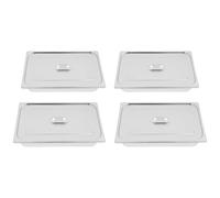 Lot de 4 récipients GN en acier inoxydable de 10 cm de profondeur - 32,5 x 26,5 cm - Pour restauration, buffet et restauration, passent au lave-vaisselle - Argenté
