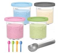 Lot de 4 Récipients pour Machine à Glace Ninja Creami NC300EU | Compatibles avec Ninja Creamy NC299EU NC300EU NC301EU, Bacs à Crème Glacée avec Couvercle Et Cuillère