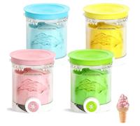 Lot de 4 récipients pour Ninja Swirl Creami - 480 ml - Accessoires pour sorbetière Ninja NC700/NC701 Series - Sans BPA - Passe au lave-vaisselle - Couvercle coloré