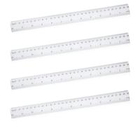 Lot de 4 règles à double échelle avec mesures métriques et impériales - 30 cm - Règles standard en plastique pour étudiant, école, bureau - Transparentes
