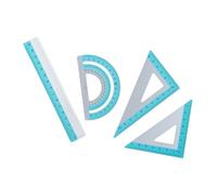 Lot de 4 règles en aluminium avec marquage précis et géométrie forte, bords arrondis pour étudiants et artistes, utilisation de bords arrondis