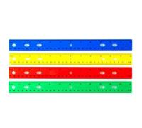 Lot de 4 règles en plastique - Jaune, rouge, bleu, vert, 30 cm - Outil de mesure flexible - Pour l'école, le bureau, la maison (couleur foncée)