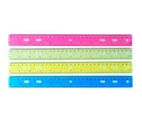 Lot de 4 règles en plastique - Jaune, rouge, bleu, vert, 30 cm - Règle de précision flexible - Pour l'école, le bureau, la maison (couleur claire)