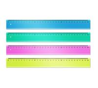 Waytex Lot de 4 Règles 30 cm Incassables et Flexible Règle Plate graduée pour l’école et Les Loisirs créatifs Couleur aléatoire Bleu, Vert, Rose ou Jaune