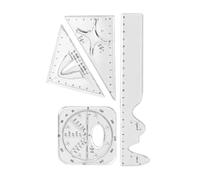 Lot de 4 règles multifonctions avec échelles claires | Règle géométrique multifonction pour examens mathématiques, ingénierie, design, dessin, architecture, art, peinture