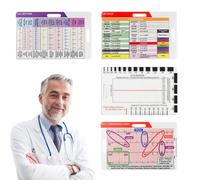 Lot de 4 règles transparentes à 7 étapes, carte ECG double face, carte de poche pour badge, outil de mesure d'analyse rapide EKG pour étudiants et infirmières, accessoires paramédicaux