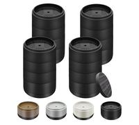 Lot de 4 rehausseurs de meubles ronds réglables robustes de 2,5 cm, 5,1 cm, 7,6 cm, 10,2 cm pour pieds de bureau, table, canapé, chaise, réfrigérateur, machine à laver (2,5 cm, 1 + 1 + 2,5 cm, noir)