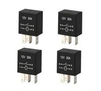Lot de 4 relais de voiture 12 V 30 A 4 broches en nylon et laiton pour phare, pompe à carburant, ventilateur de refroidisseur, pompe à eau, poignée de porte, solénoïde de rechange pour voiture, moteur
