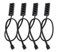 Lot de 4 répartiteurs de ventilateur PWM avec câble d'extension de 30 cm vers 5 voies pour contrôleur de ventilateur PWM pour système de refroidissement de boîtier d'ordinateur et plusieurs
