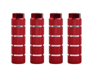 Lot de 4 repose-pieds antidérapants en alliage d'aluminium avec vis de montage de 10 mm et outils pour vélo de route, montagne, piste (rouge)