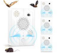 Lot de 4 répulsifs à ultrasons 2025 pour garder les chauves-souris loin du grenier, appareils de dissuasion rechargeables et réglables pour une utilisation en intérieur et en extérieur, sans danger