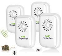 Lot de 4 répulsifs à ultrasons pour cafards, rongeurs, insectes, moustiques, araignées, fourmis, 100 % sûr, prise électronique