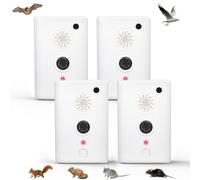 Lot de 4 répulsifs à ultrasons pour chauve-souris pour grenier et maison, système de répulsion électronique pour chauves-souris à brancher, système répulsif pour porche, intérieur et extérieur, sans