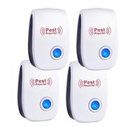 Lot de 4 répulsifs à ultrasons pour souris et rats - Répulsif à ultrasons pour intérieur - Pour insectes, moustiques, mouches, cafards, rats, araignées, puces