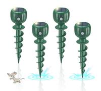 Lot de 4 répulsifs à ultrasons pour taupes à énergie solaire - Étanches - En forme de vis - Soniques et vibrants - Pour se débarrasser des campagnols, des gophers, des marmottes pour pelouse et jardin