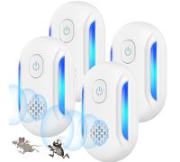 Lot de 4 répulsifs à ultrasons pour une utilisation en intérieur, contrôle efficace des nuisibles pour souris, rats, araignées, cafards, sans rayonnement