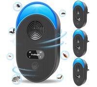 Lot de 4 répulsifs à ultrasons puissants pour rats, rongeurs, souris, insectes, moustiques, araignées, fourmis, sans danger pour les animaux domestiques et humains (noir)