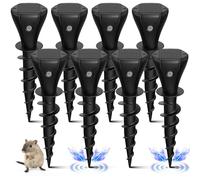 Lot de 4 répulsifs anti-taupes à énergie solaire, répulsif contre les campagnols et les serpents d'extérieur pour pelouse et jardin, pointes soniques étanches, se débarrasser des taupes, marmottes et