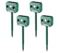 Lot de 4 répulsifs d'extérieur à énergie solaire pour chat avec détecteur de mouvement, construction étanche, deux haut-parleurs, large zone de couverture