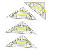 Lot de 4 Requerre Plastique,Triangles de Géométrie Transparent,Equerre Ecole Rapporteu,Règle Equerre Rapporteur D'angle 2 en 1 Kit,Equerre Ecole Rapporteu pour Les Étudiants Bureau Designer Peinture