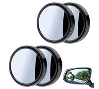 Lot de 4 rétroviseurs d’Angle Mort Ronds pour Voiture, Miroir Convexe Ultra Fin sans Cadre, Rotation 360°, Verre HD antieclats, Accessoire adhesif pour retroviseur Auto SUV Camion Camping-Car