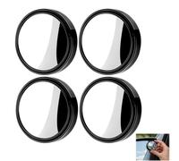 Lot de 4 Rétroviseurs d'Angle Mort 360° Grand Angle pour Voiture, Miroirs Convexes Réglables Anti-Éblouissement avec Verre HD et Coque ABS Anti-Choc, pour SUV, 4x4, Camion et Moto, Noir