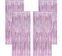 Lot de 4 rideaux à lamelles roses à paillettes - Décoration de fête pour fille - 1 x 2,5 m - Pour anniversaire, licorne, princesse, Kpop, papillon, fée, rentrée des classes, fête prénatale