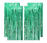 Lot de 4 rideaux à lamelles vertes - Rideau à paillettes - Serpentins verts - Décoration pour la Saint Patrick, Noël, mariage au persil, diplôme, cirque, baptême, cérémonie d'adolescence (1 m x 2 m)