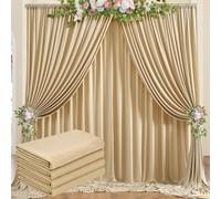 Lot de 4 rideaux de fond beige 1,5 × 3 m pour fêtes de mariage, 100 % polyester, pliables, beige, pour anniversaire, baptême, baby shower, douche