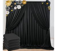 Lot de 4 Rideaux de Fond Noirs infroissables en Polyester épais pour fêtes, Mariages, Anniversaires, Photographies, 6,1 x 2,4 m